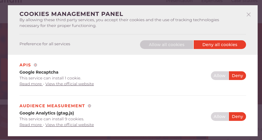 cookie panel - Digital Agency - Vietnam Open Source